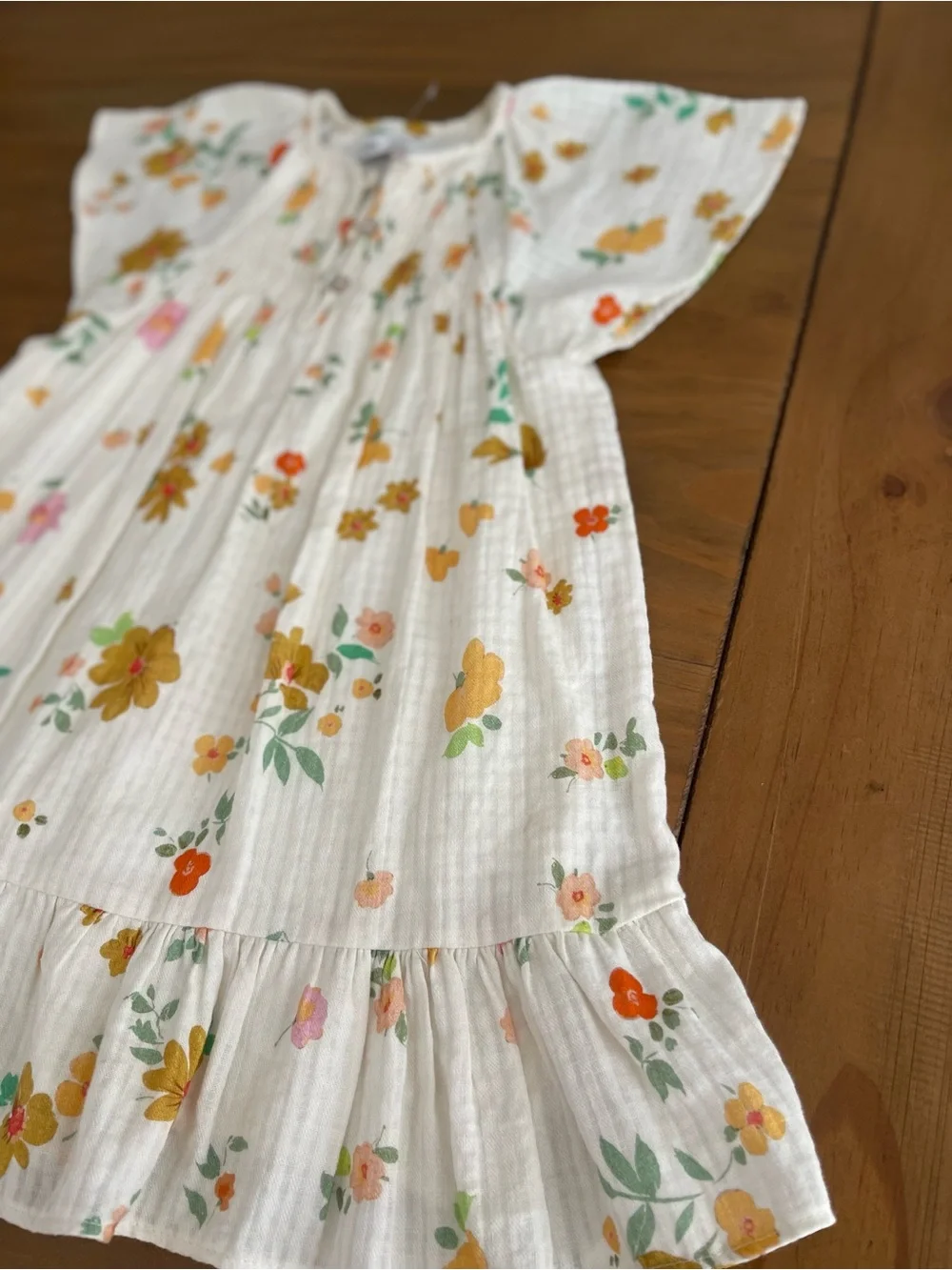 Girls Zara cream summer floral cotton dress with yellow flowers, 4-5yrs NWOT